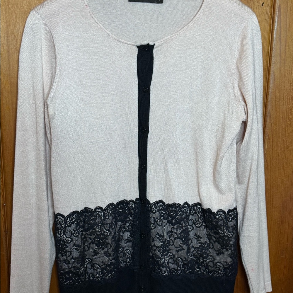 The Limited Cream Knit Top with Black Label Detail